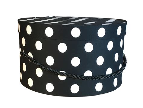 13 Hat Box In Black And White Polka Dot Fabric