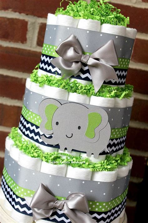 Use these instructional videos only as a guide. 3 Tier Gray Navy and Green Elephant Diaper by ...