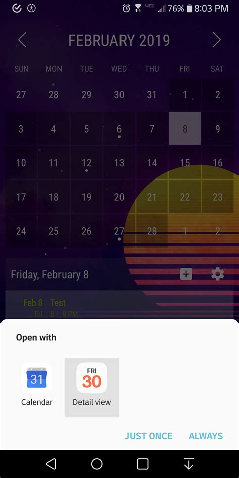 Calendar Widgets Always Prompt To Select A Calendar App When Tapping An