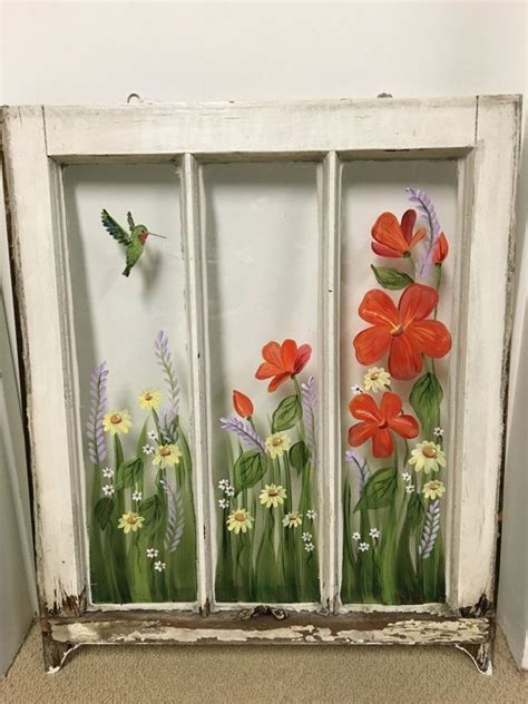 Wood Frame Painting Old Windows Window Crafts Painting On Glass