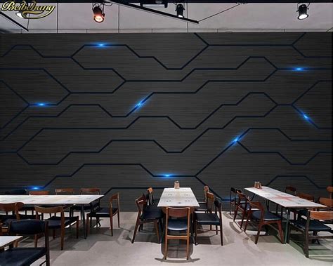 Beibehang 3d Black Metal Circuit Board Industrial Decor Wall Paper