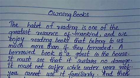 Handwriting Essay Essay On Books Owning Books Beautiful