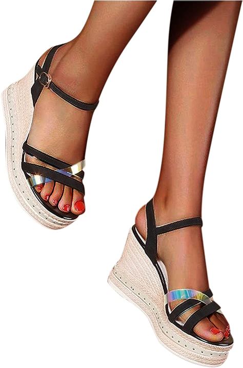 Peep Toe Schuhe Damen Elegante Wedge Sandalen Sommer Bequeme Plattform Strandsandalen Mode