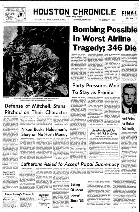 Houston Chronicle Page One: March 4, 1974