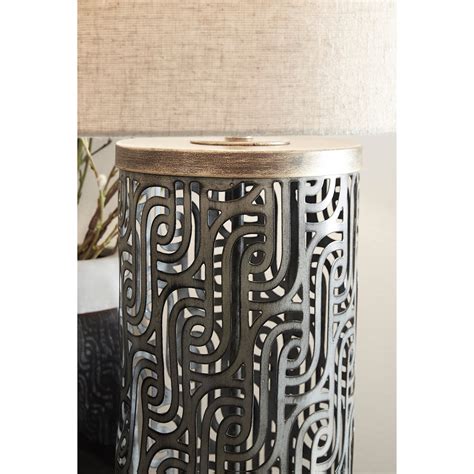 Signature Design By Ashley Lamps Contemporary L207364 Dayo Gray Gold Finish Metal Table Lamp