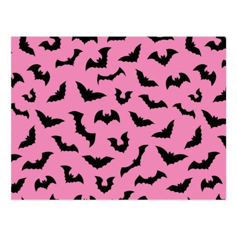 Pastel Goth Pink Bats Pattern Halloween Postcard Zazzle Goth Pink