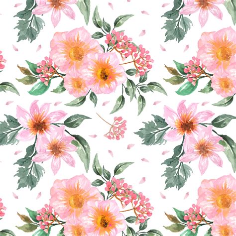 Background Pola Bunga Mulus Dengan Desain Bunga Merah Muda Yang Cantik