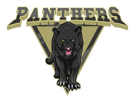 Black Panthers Walking Forward Color Logo Illustration Stock Vector