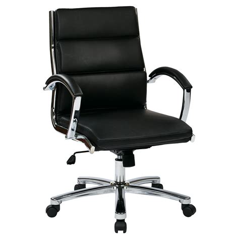 Office Star Products Mid Back Executive Black Faux Leather Chair With