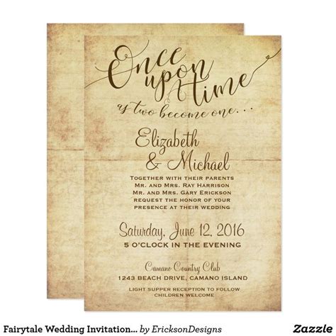 An Old Paper Wedding Card With The Words Once Upon Time And Love On It