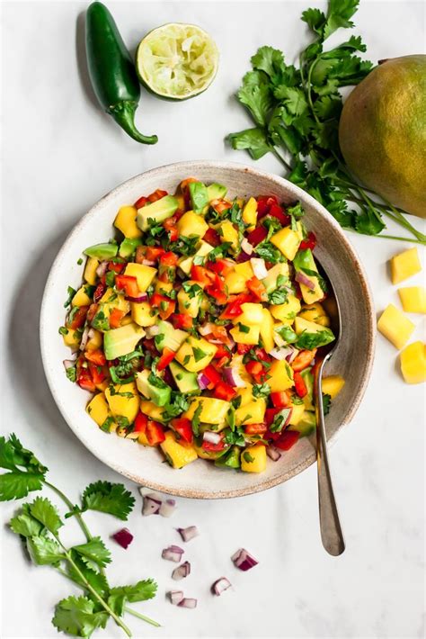 Fresh Mango Salsa Recipe Packed With Gorgeous Produce Like Avocado Mango Red Bell Pepper