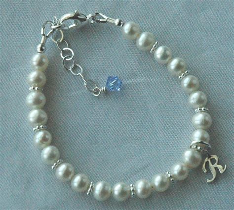 Freshwater Pearl With Birthstone Custom Children Bracelet Etsy