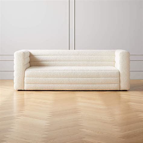 A 70s Style Sofa Cb2 Strato 80 Boucle Sofa The Best Sheepskin And