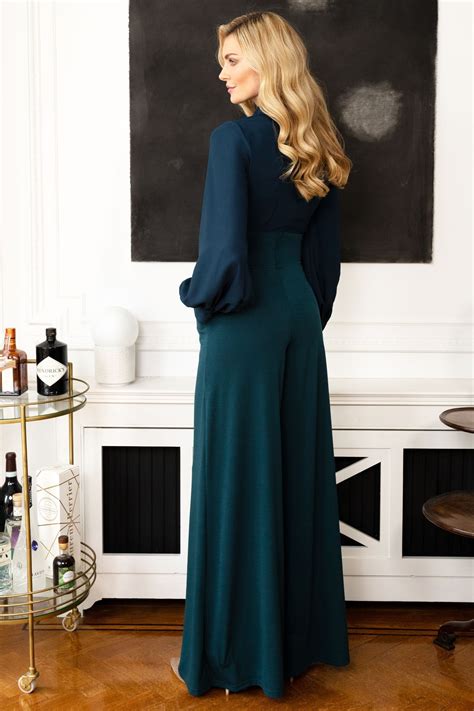Buy Hotsquash Green Wide Leg Jumpsuit With Blouson Sleeve From The Next