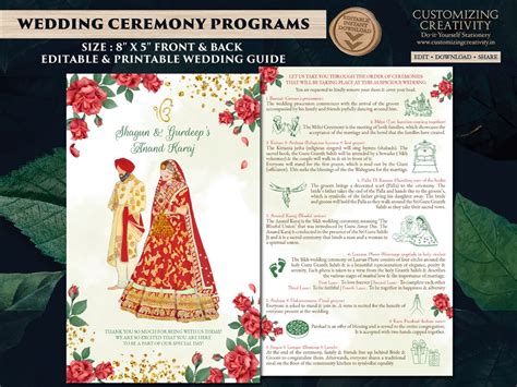 Anand Karaj Guide Punjabi Ceremony As Sikh Wedding Guide Template Sikh