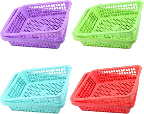 jucoan 20 pack plastic storage baskets 10 x 7 1 x 2 5 inch colorful stackable