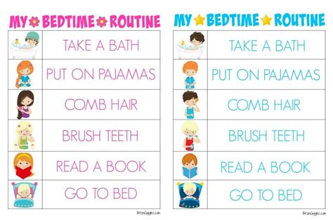 Printable Bedtime Routine Charts Bitz And Giggles