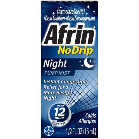 Afrin No Drip Night Pump Nasal Mist Fast Powerful Congestion Relief