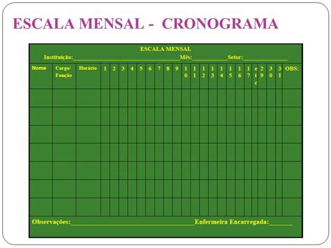 Escala Mensal De Enfermagem Coren