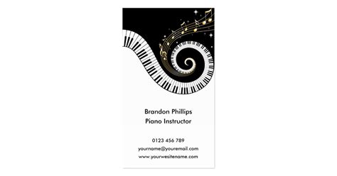 Piano Keys And Gold Music Notes Business Card Zazzle
