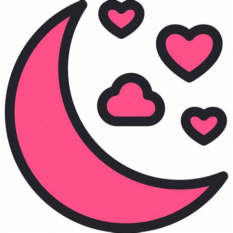 Honeymoon Moon Heart Love Night Icon Download On Iconfinder
