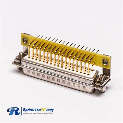 D Sub 50 Pin Connector Male Right Angled Staking Type Through Hole