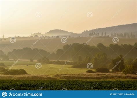Morning Misty Landscape Of The Bohemian Forest Stock Image Image Of
