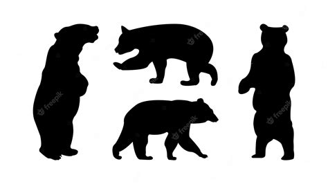 Silueta De Oso Negro Vector Premium