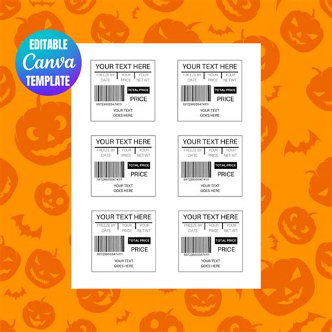 24 Halloween Meat Labels Printable Bundle Editable Canva Template