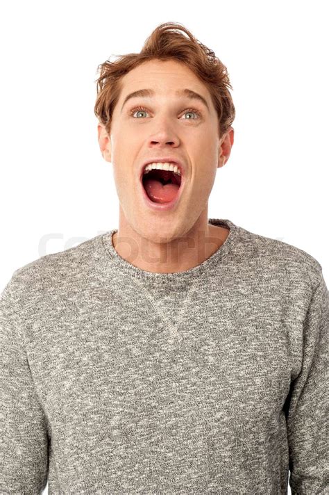 Amazed Young Guy With Open Mouth Stock Image Colourbox