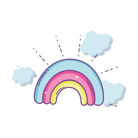 dibujos animados lindo del arco iris vector premium