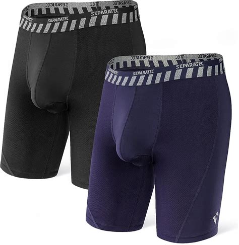 Separatec Mens Dual Pouch Sport Performance Underwear Breathable Mesh 8 Boxer Briefs 2 Pack