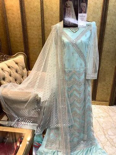 Thankar Net Latest Stylish Embroidered Pakistani Suit Dry Clean Id