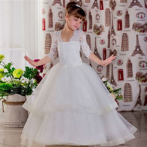 White Flower Girls Dresses For Wedding Lace Dresses For 12 Year Olds