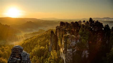 1920x1080 1920x1080 Sunset Germany Saxon Switzerland Forest Landscape