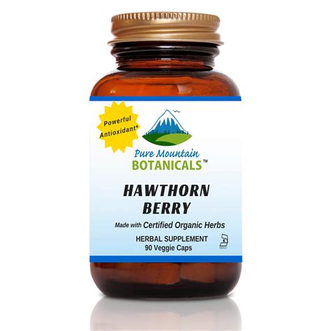 Hawthorn Berry Capsules 90 Kosher Vegan Caps 500mg Organic Hawthorn