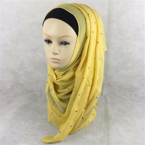 20 colors new muslim hijab scarf solid headscarf cotton long scarf with copper pieces islamic