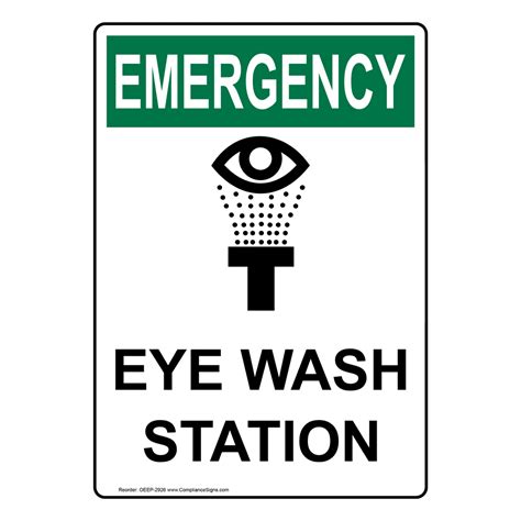 Vertical Eye Wash Station Sign Osha Emergency