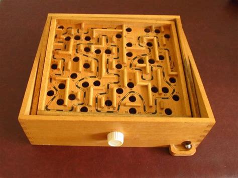 Wood Labyrinth Marble Maze Tilting Game Steel Ball Vintage Etsy