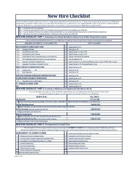 50 Useful New Hire Checklist Templates Forms Templatelab Gambaran