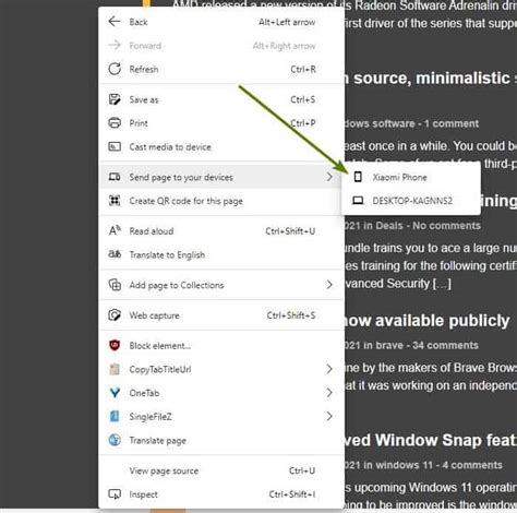 Microsoft Edge Now Lets You Send Tabs To Your Other Devices Ghacks