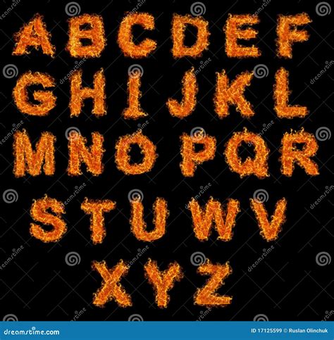 Set Of Fire Alphabet Stock Image Image Of Alphabet Flame 17125599