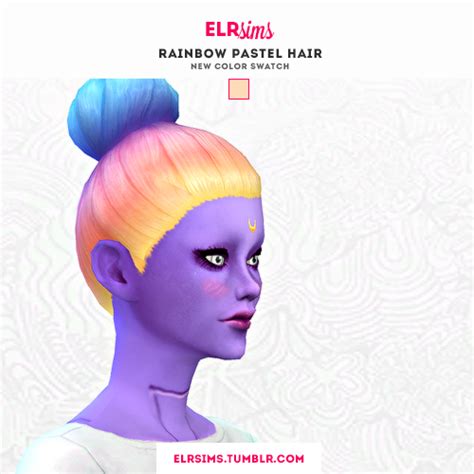 Rainbow Pastel Hair 3 Recolors Afromedium Elrsims