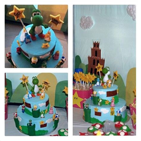 Yoshi Mario Party Cake Idea And Background Decorations Lego Mario Bros