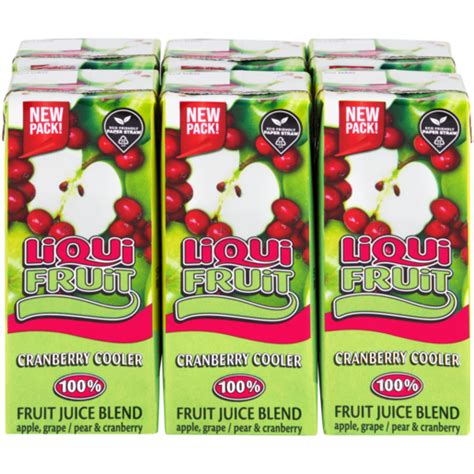 Liqui Fruit Cranberry Cooler Juice Boxes 6 X 250ml Kids And Lunchbox