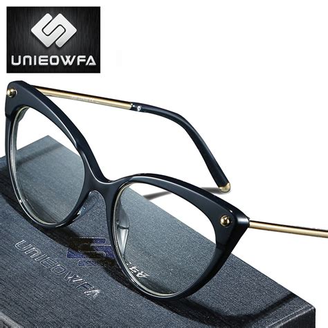 Unieowfa Retro Cat Eye Prescription Glasses Women Optical Myopia Eyeglasses Tr90 Big Frame