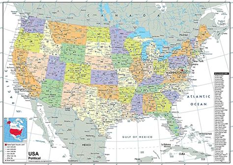 Usa Political Map Paper Laminated A1 Size 594 X 841 Cm