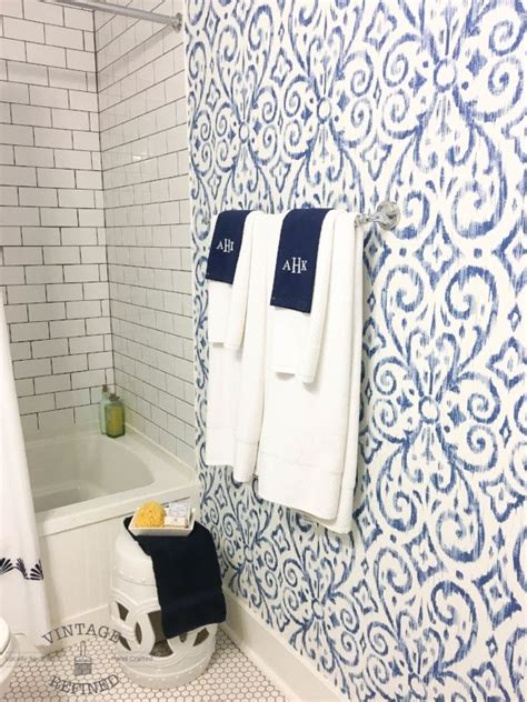 Navy Wallpaper Bathroom