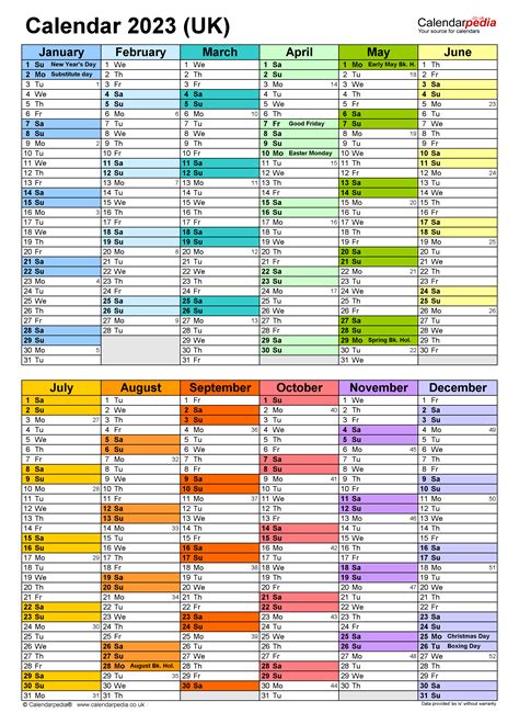 Calendar 2023 Uk Free Printable Microsoft Word Templates