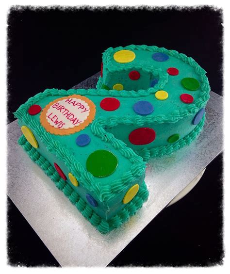 Number 2 Cake With Blue Buttercream And Polka Dots Birthday Cake Kids